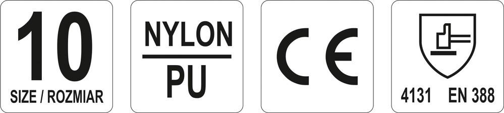 Black nylon work gloves YT-7473 YATO