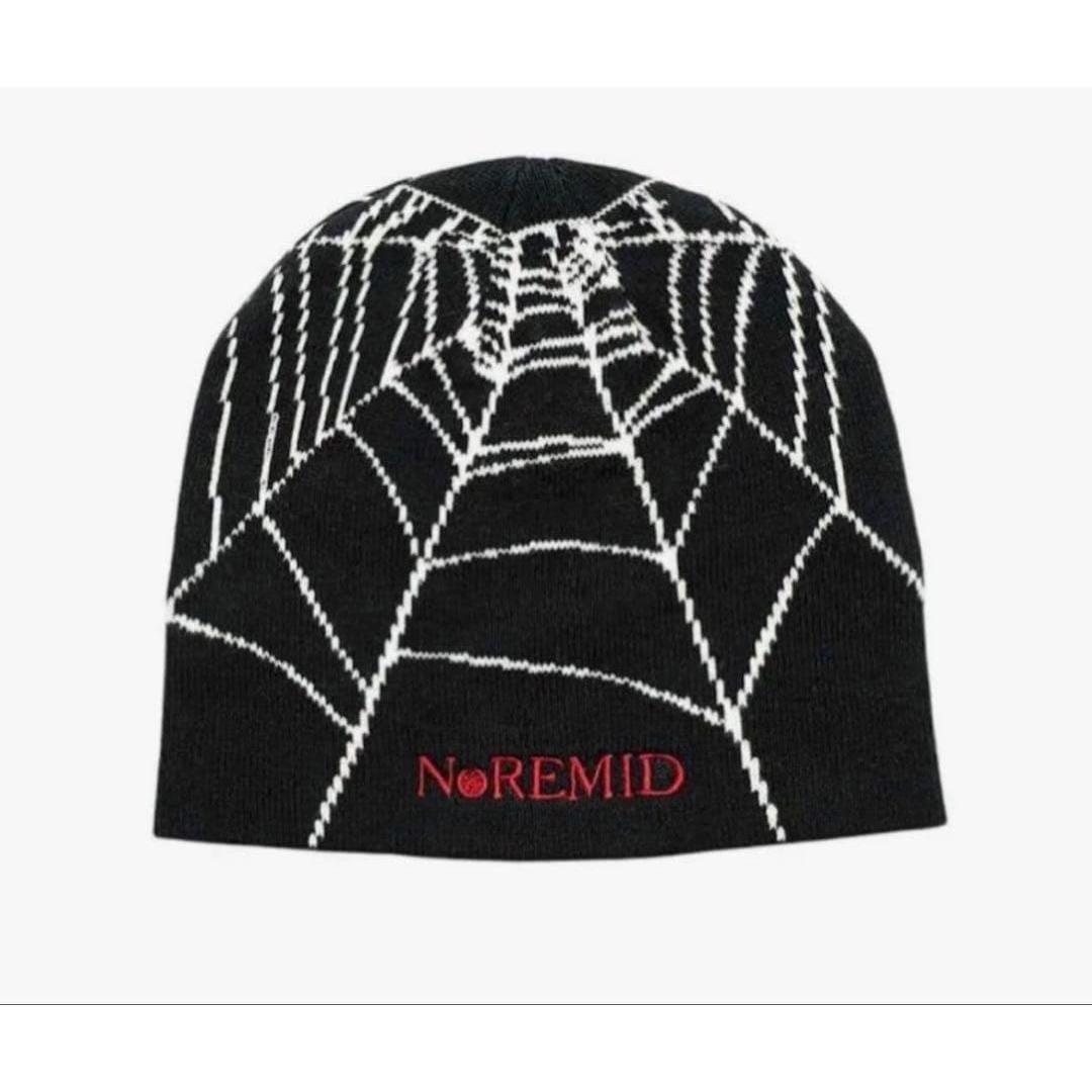 Used NOREMID beanie knit hat spider web pattern