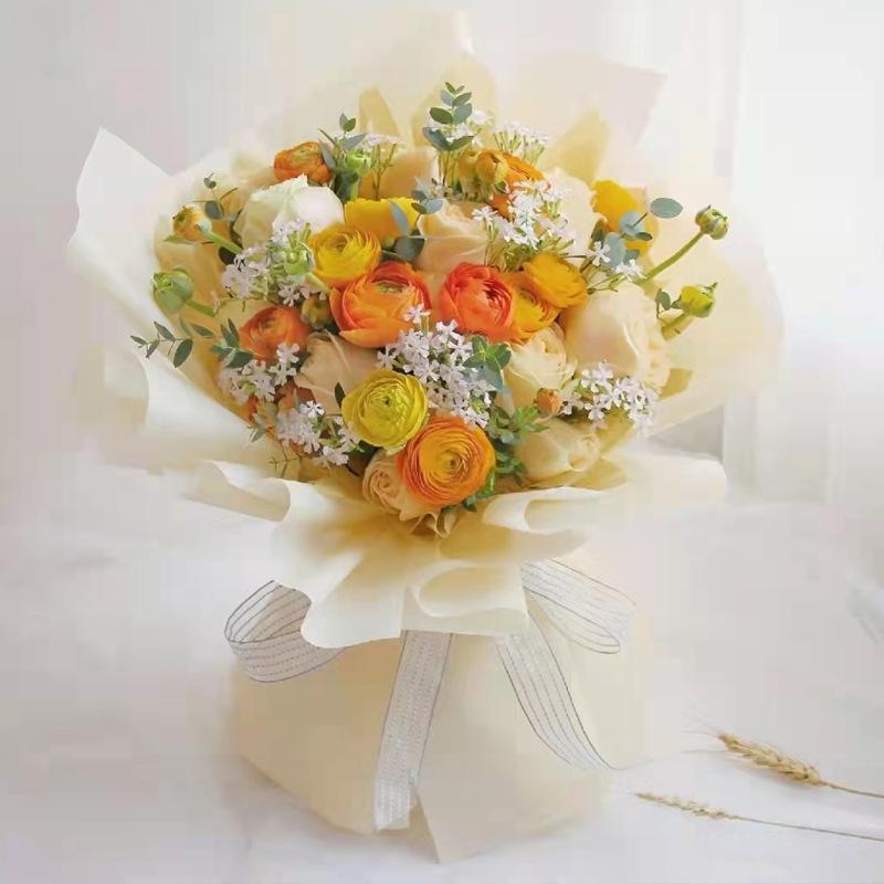 Translucent Waterproof Matte Paper for Florist Bouquets - Korean Solid Color Flower Packaging