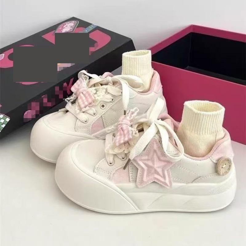 

Fashion casual sneakers women s autumn new campus style bow cute star leather panel shoes 40 розовый
