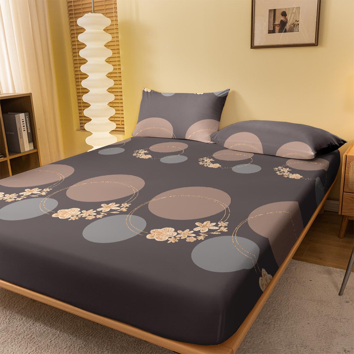 

1 Простыня на резинке с матовым принтом в виде простой современной круговой геометрии, Принт для спальни, Постельное белье(Исключая наволочки) 140x200cm