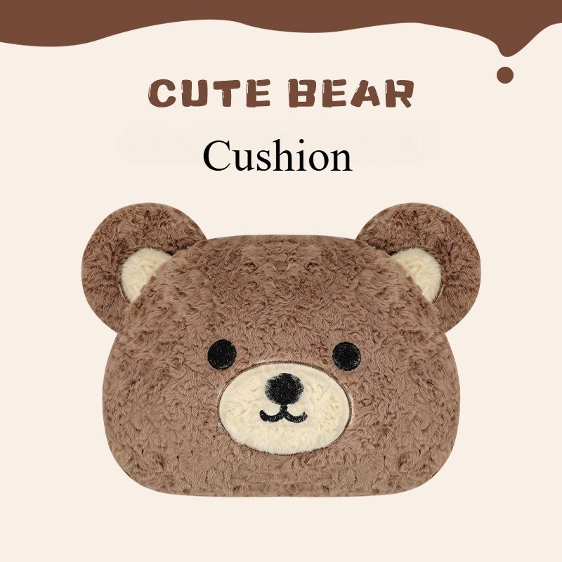 Cartoon 3D Bear Universal Car Seat Cushion Covers Plush Backrest for Autumn Winter Warm Cute Designed Seat Accessories