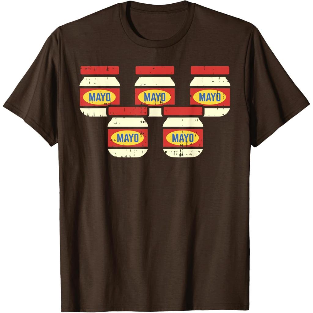 Funny Mayo Jar Five Pack Distressed Graphic Tee Retro Foodie T-Shirt Casual Cotton