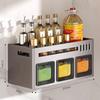 27.5cm Single Tier Adhesive Wall Mount Spice Organizer with 3 Containers, Kitchen Shelf Seasoning Storage Rack for Home