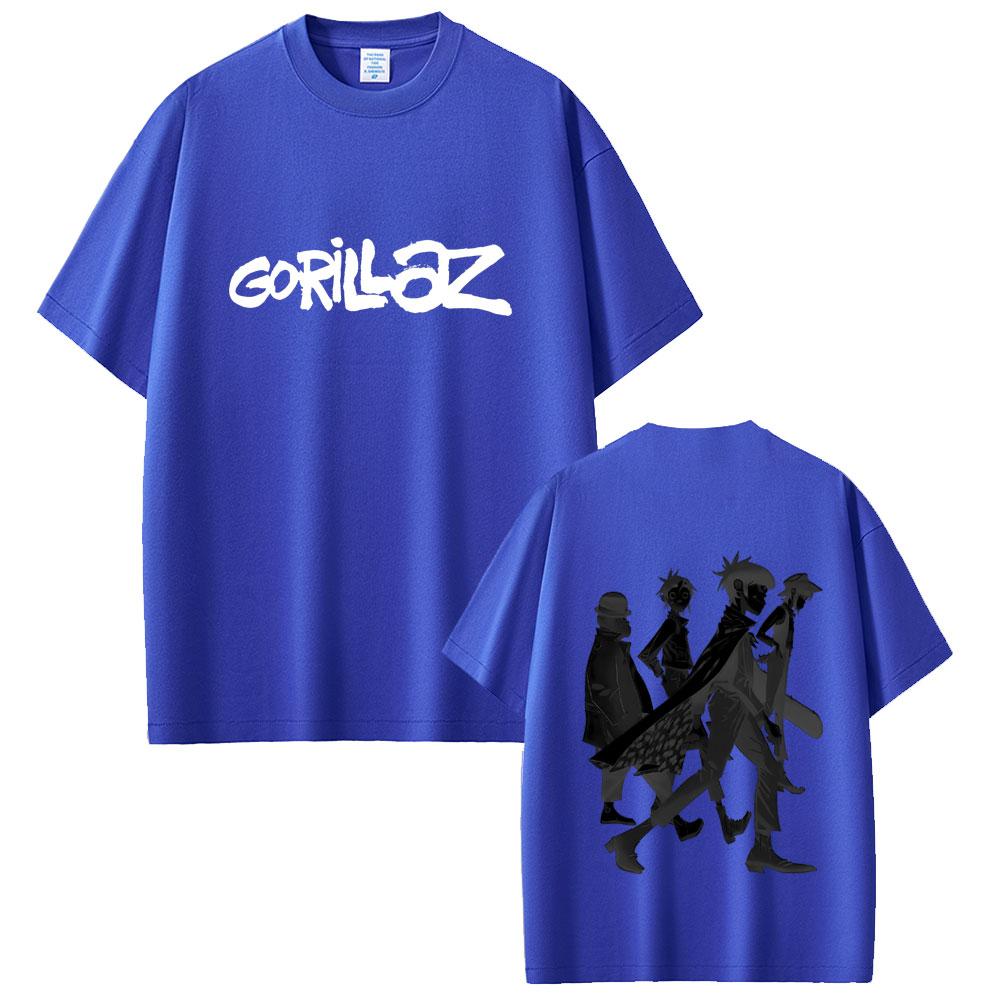 Limited Rock Band Gorillaz Print Tshirt Men Women Casual Oversized Crewneck T Shirts Male Fashion High Quality Cotton Tshirt