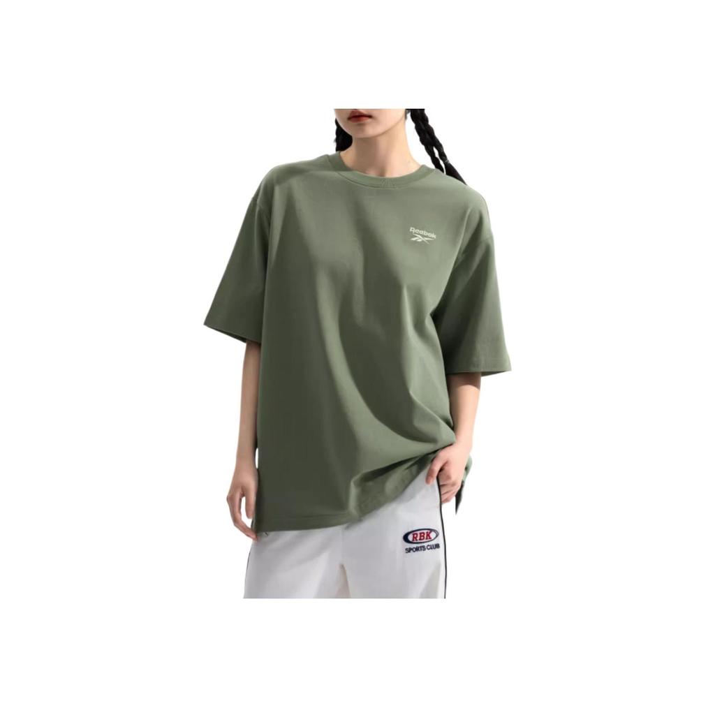 Reebok American Style Comfortable Versatile Casual Loose Short Sleeve T-Shirt Unisex Tops Light-Army-Green 24SRM435UGL2