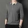 Autumn New Men's Autumn Long Sleeve T-shirt Young and Middle-Aged Men's Loose Lapels Solid Color Polo Shirt Top Base