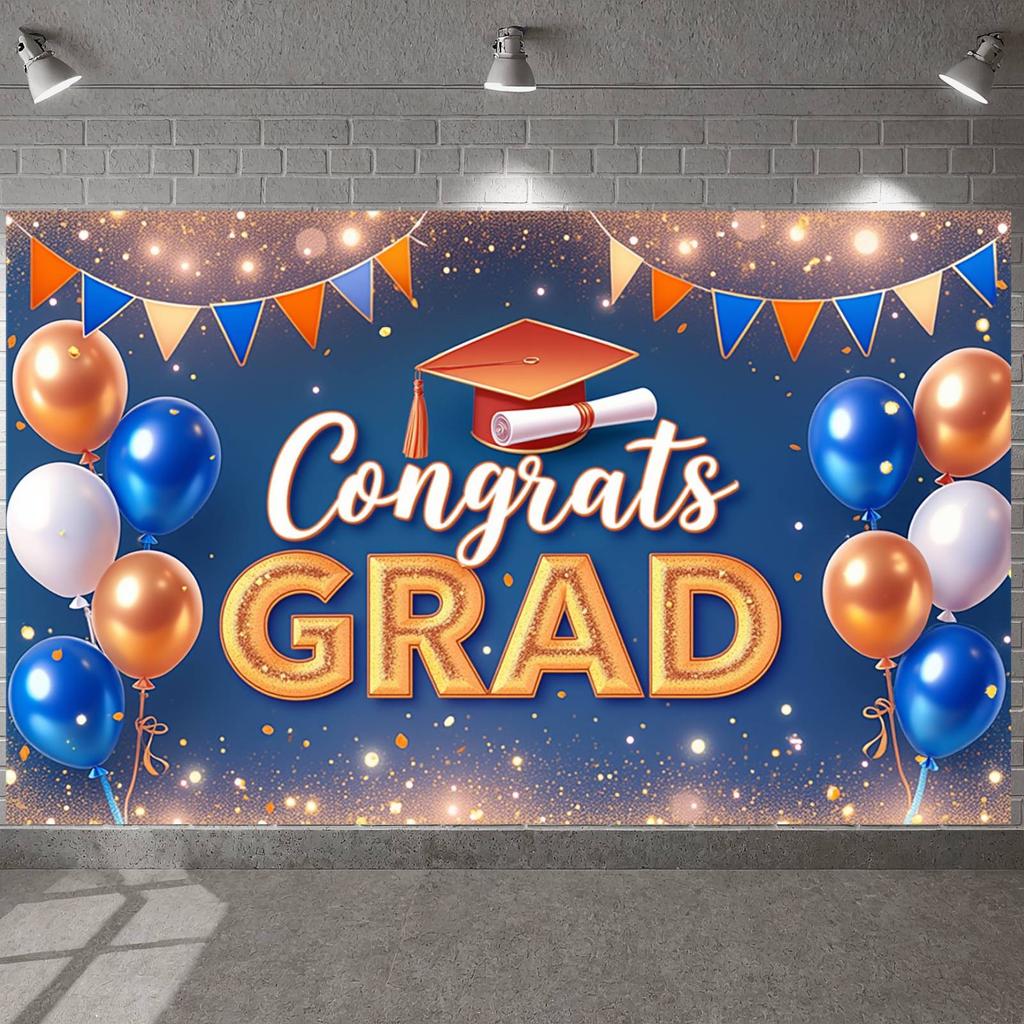 Graduation Banner Graduation Cap Design Academic Celebration Display Graduation Background Triangular Flags Grad Party Backdrop