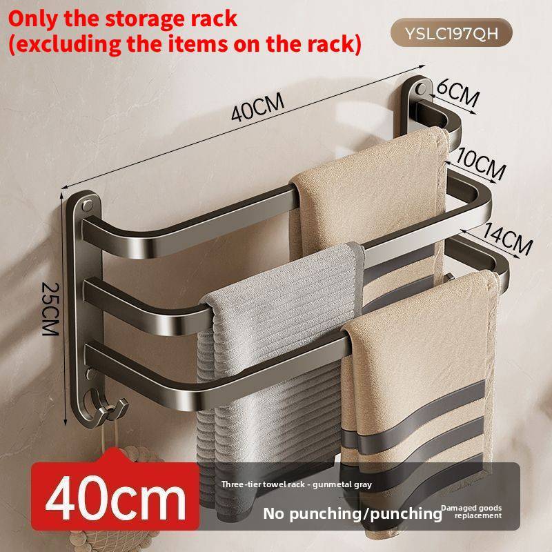 Bathroom Towel Rack Wall Mount Space Aluminum Multilayer Storage For Shower Kitchen Home