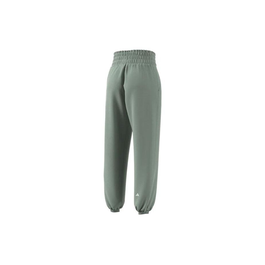 Adidas Solid Color Elastic Waistband Cuffed Sports Pants Women Bottoms Silver Gray Green HR5088