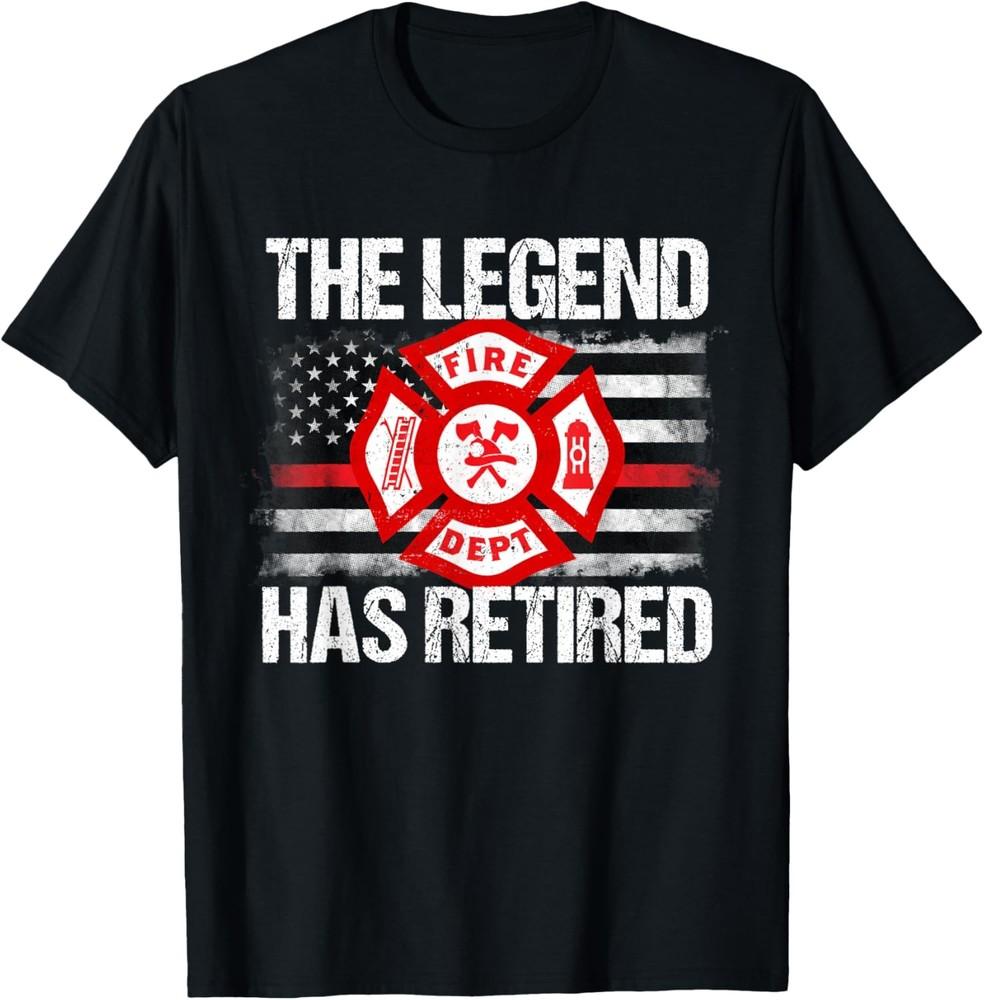 The Legend Has Retired Firefighter T Shirt Funny Fire Gift Unisex T-Shirt M
