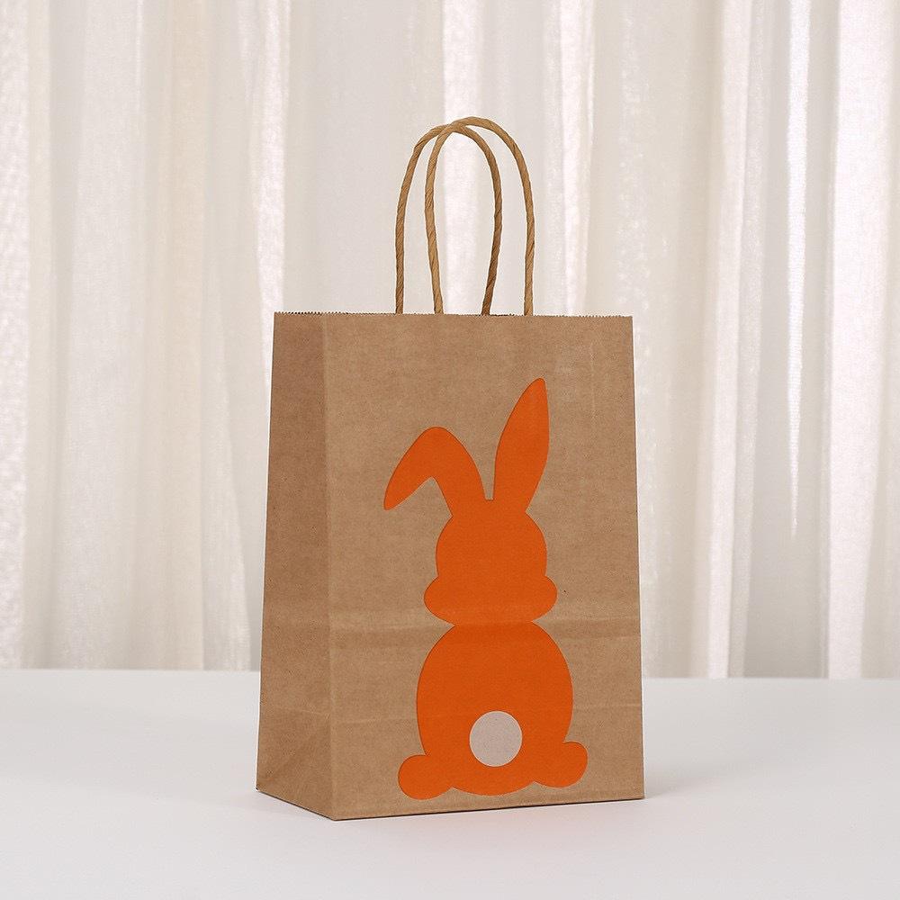 12/30pcs Easter bunny treat gift bags reusable kraft paper tote bags for party candy cookies toys and holiday gifting 30pcs&15x8x21cm оранжевый
