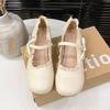 White French Small Fragrant Wind Light Mouth Thick Heel Single Shoes  New Spring Versatile Round Head Retro Mary Jane Shoes