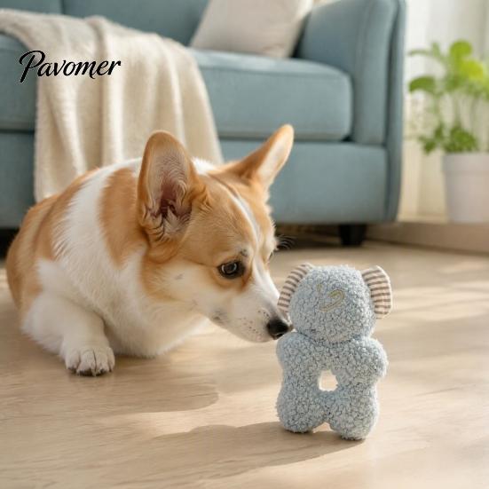 Soft Fleece Puppy Toys Stuffed Animal Dog Chew Toy, Squeaky Plush Bear Bunny Crinkle Interactive Puzzle for Dogs Snuffle Toy with Center Hole Small to