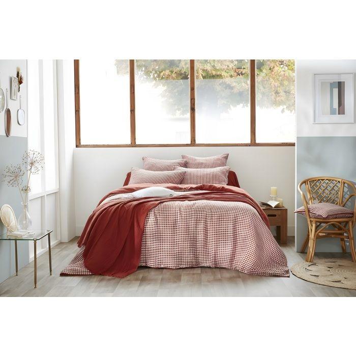 Housse de couette gaze de coton reversible Vickie 140 x 200 cm terracotta