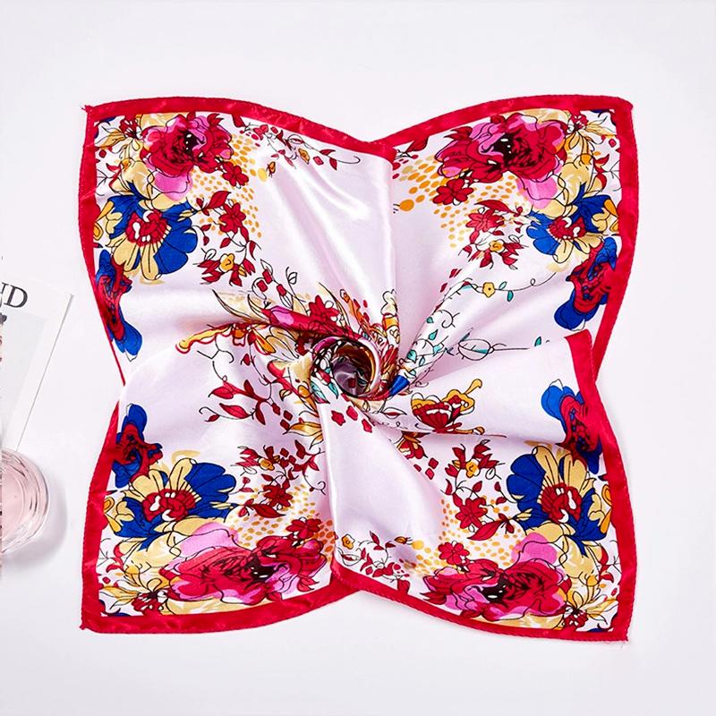 1 Peça Bandana Comissários de Bordo 50x50CM Moda Poliéster Elegante Lenços Quadrados Hijab Femininos