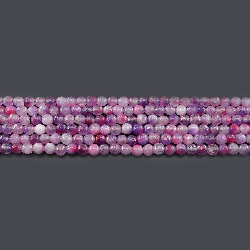 6mm Faceted Rose Purple Seven-Color Jade Natural Stone Beads for DIY Jewelry Making