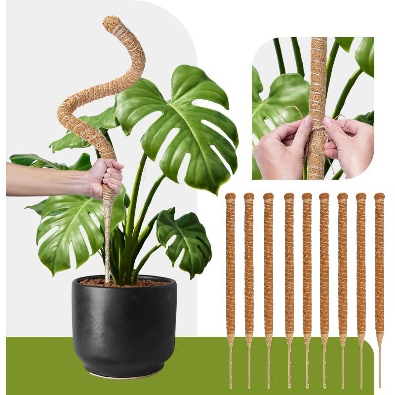 60-120CM Bendable Moss Pole for Plants Coconut Palm Fiber Monstera Plant Support Handmade Coco Climbing DIY Garden Accessories
