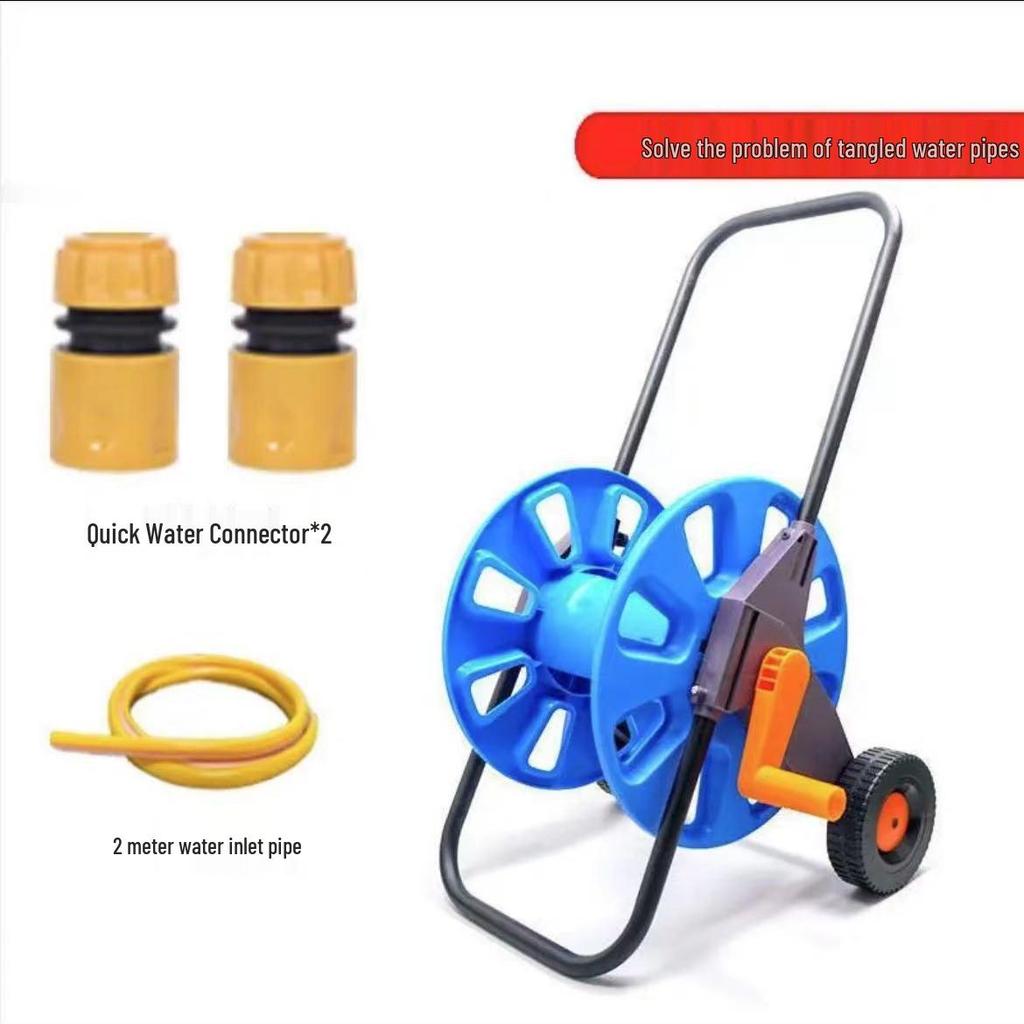 Garden Hose Cart Reel & Storage Rack Set for Household & Car Wash Use