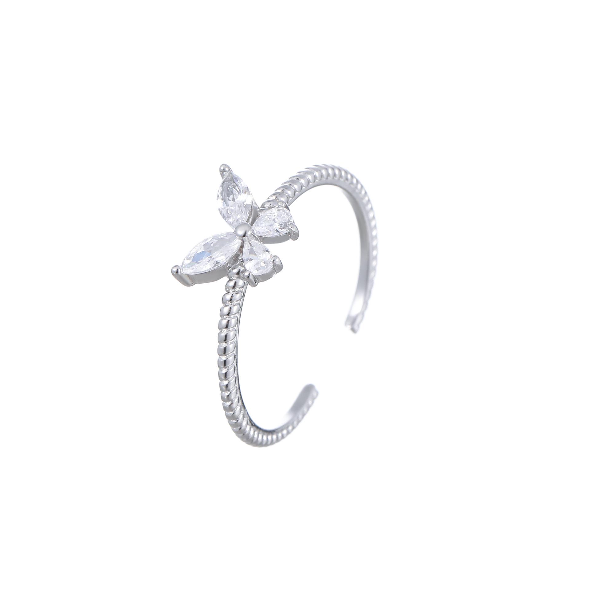 

Кольцо-бабочка из японского циркона с покрытием из 18-каратного золота для женщин - Стерлинговое серебро, Минималистичный, Элегантный дизайн Adjustable