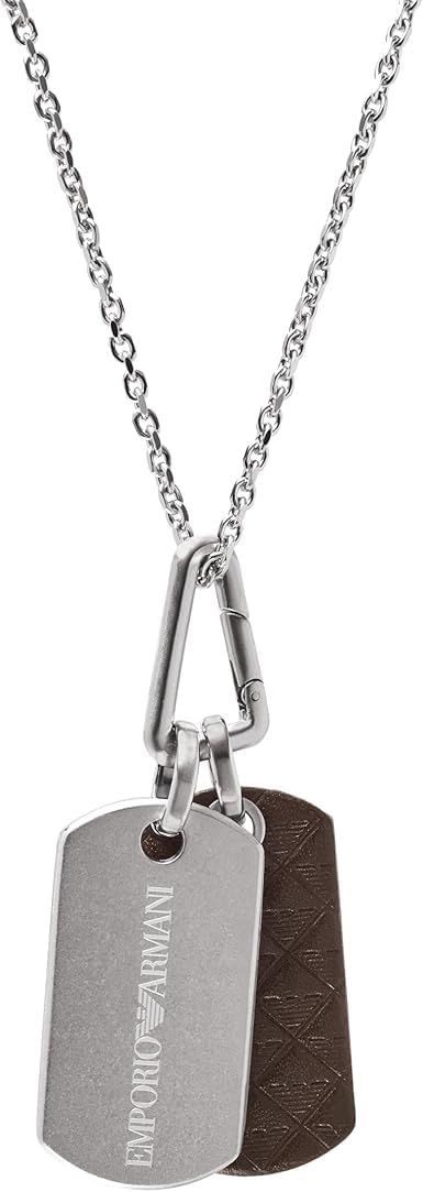 

Emporio Armani Stainless Steel Dog Tag Necklace EGS3133040 Stainless Steel Men s Length 500mm, Width 21mm, Height 40mm, [Used]