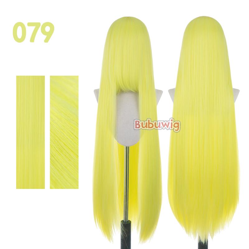 Bubuwig Synthetic Hair 100cm Long Straight Pure Color Cosplay Wigs Over 100 Colors Black White Red Blue Brown Wig Heat Resistant