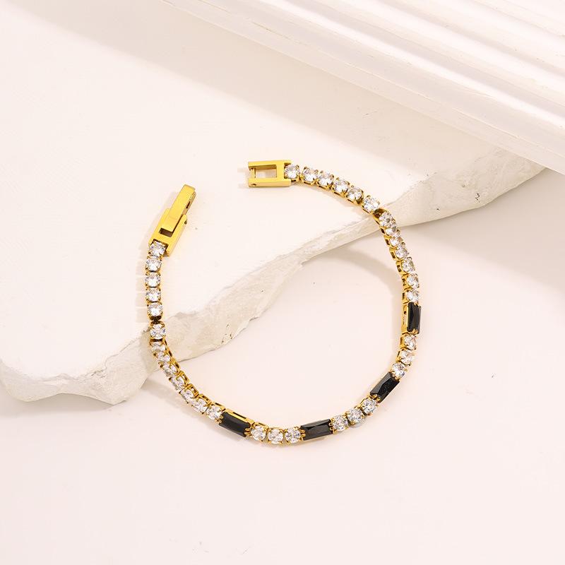 Titanium Steel European and American Light Luxury Style Straight Couple Versatile Temperament Advanced Sense Color Zircon