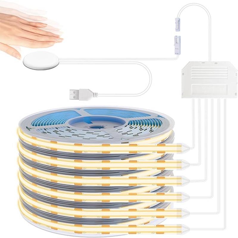 5V COB LED Strip Light Set with Touch Sensor Switch for Wardrobe or Display Cabinet