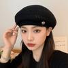 Japanese Style Hollowed Out Beret Hat Vintage Crochet Knitted Cap Weave Painter Hat  Holiday