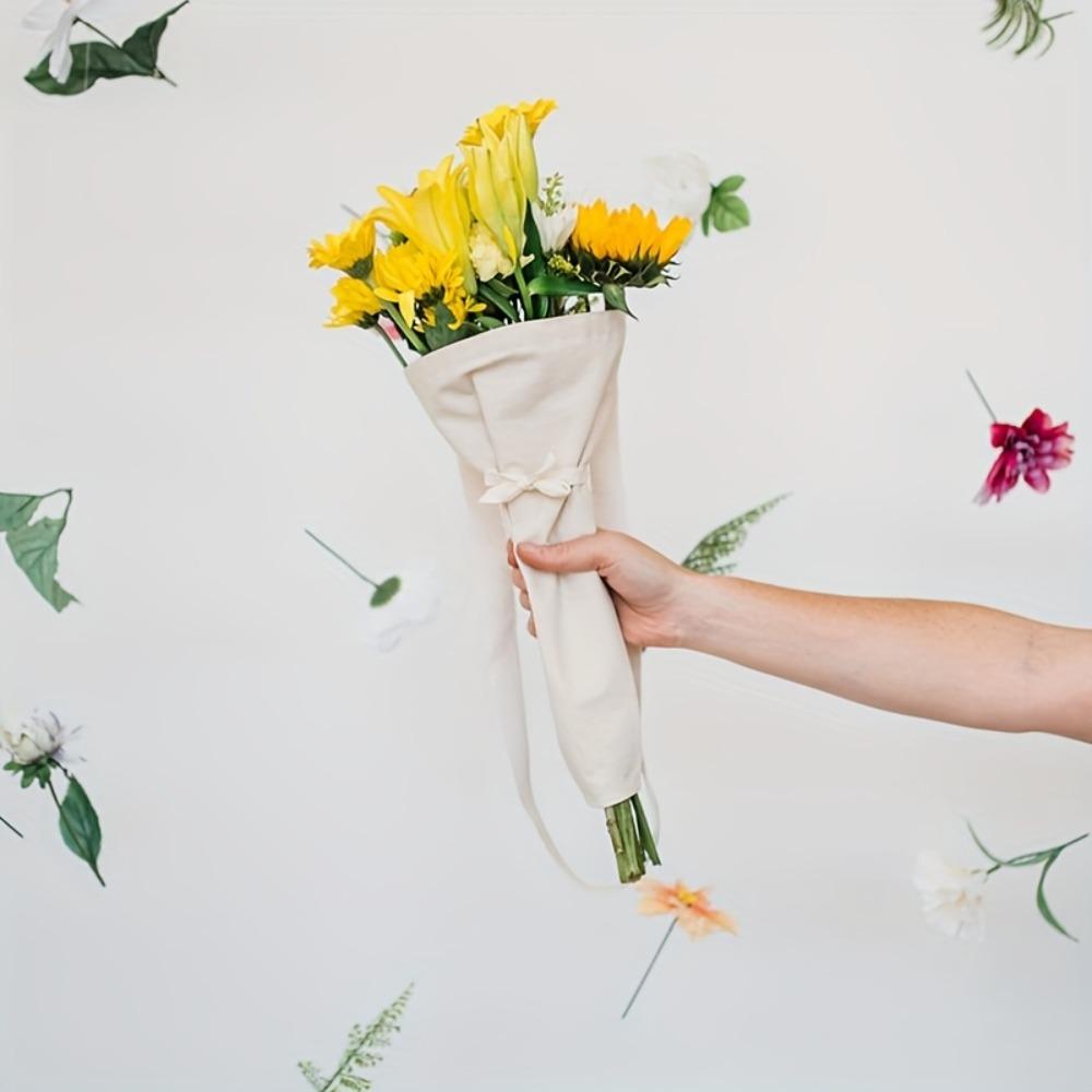 Thickened Flower Wrapping Bag Handmade Hanging Flower Cloth Tote Portable Reusable Flower Picking Carrier Valentine's Day