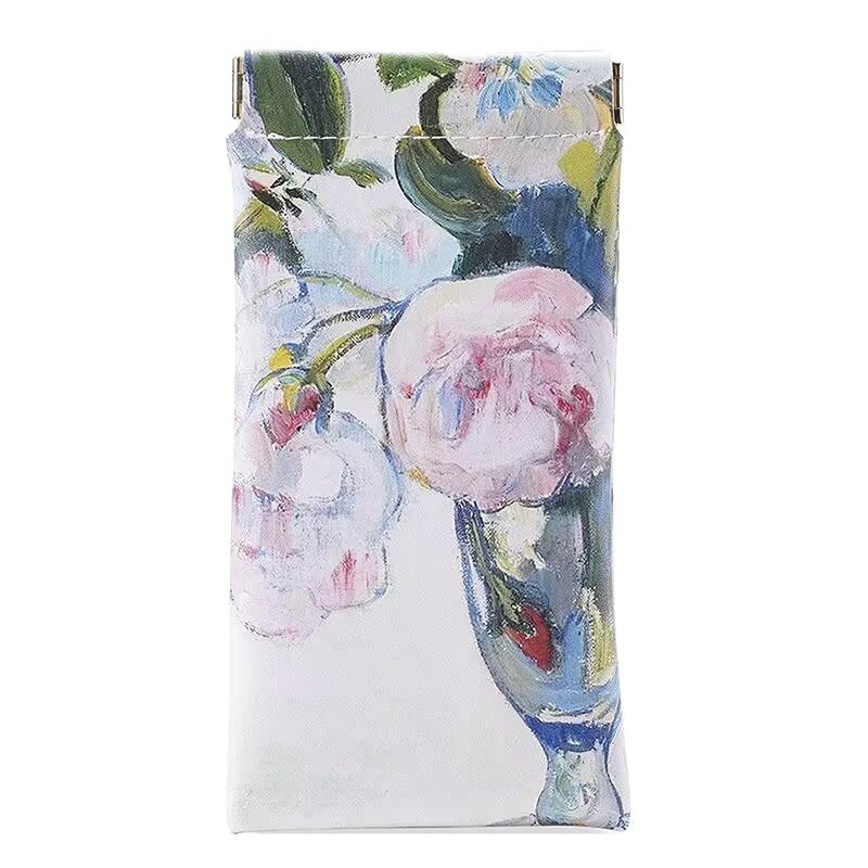 {MX} Retro Bloemenprint PU Leer Brillenetui Draagbaar Anti-verlies Schokbestendig Brillenetui Automatische Sluiting Zonnebril Opbergtas