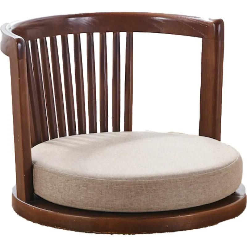 Japanese Meditation Chair - with Armrests & Back Support, Asian Traditional Floor Tatami Style, Solid Ash Wood Armchair