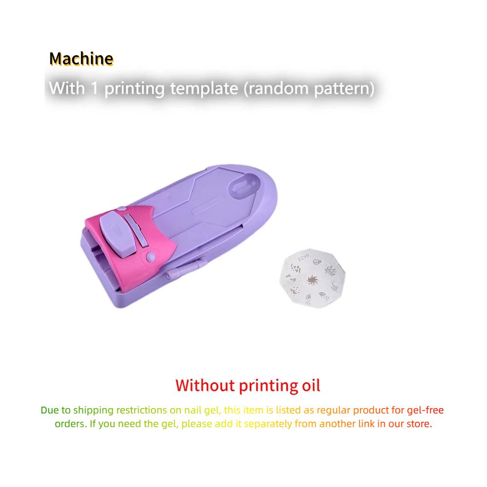 

DIY Nail Art Printer Machine with Stencil Plates - Fast Manual Nail Stamp Tool, No Battery Needed, Suction Base - No Oil 1 Plate Without Oil