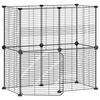 3114036 vidaXL Cage animaux de compagnie à 12 panneaux et porte Noir 35x35 cm