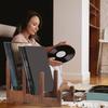 Portable Wooden Vinyl Record Holder Brown Large Capacity Album Display Holder Space Saving CD Display Stand Desktop Ornament