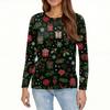 Women's Fashion Casual Long Sleeve  Print Round Neck Top
