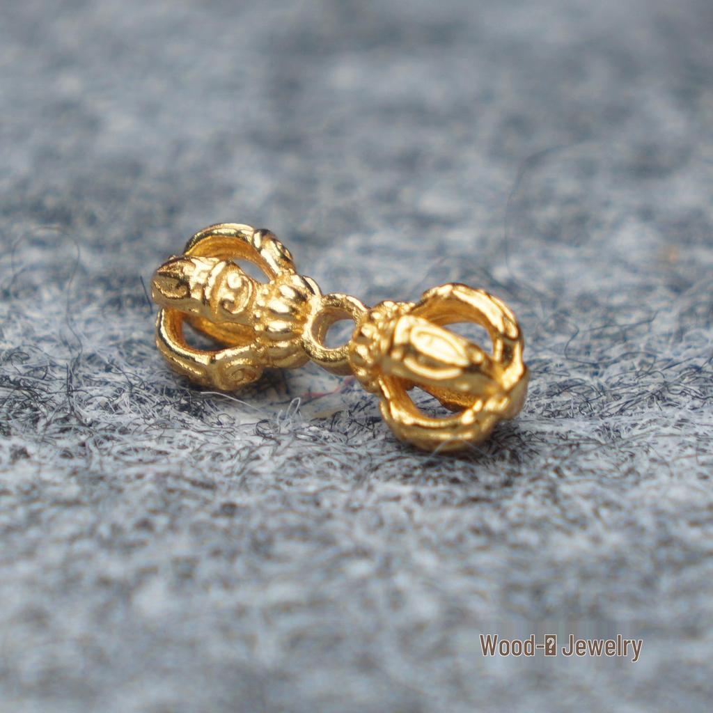 Gold Plated S925 Silver Vajra Spacer Bead for DIY Bracelet Pendant