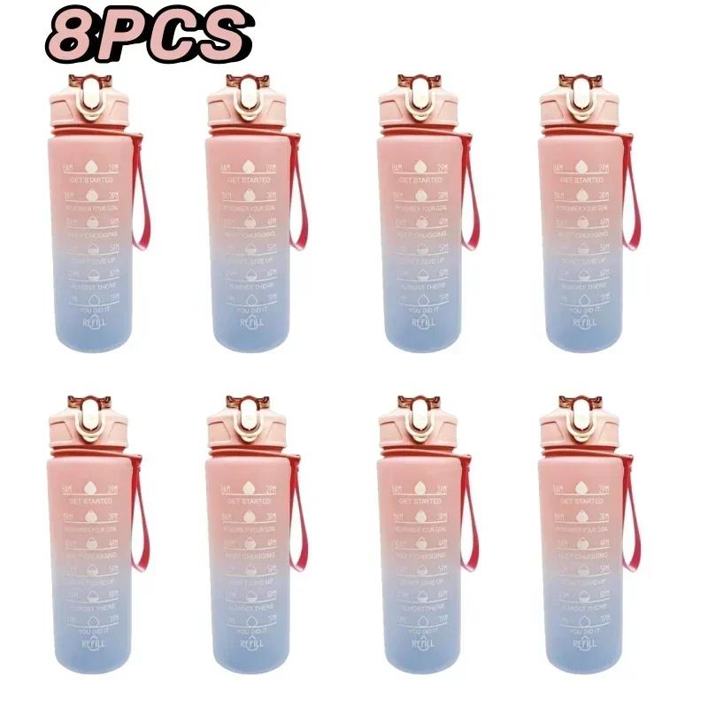 900ml Sports Water Bottle with Time Marker Motivational Portable Water Bottle for Outdoor Sport Fitness BPA Free Leak-proof Cup