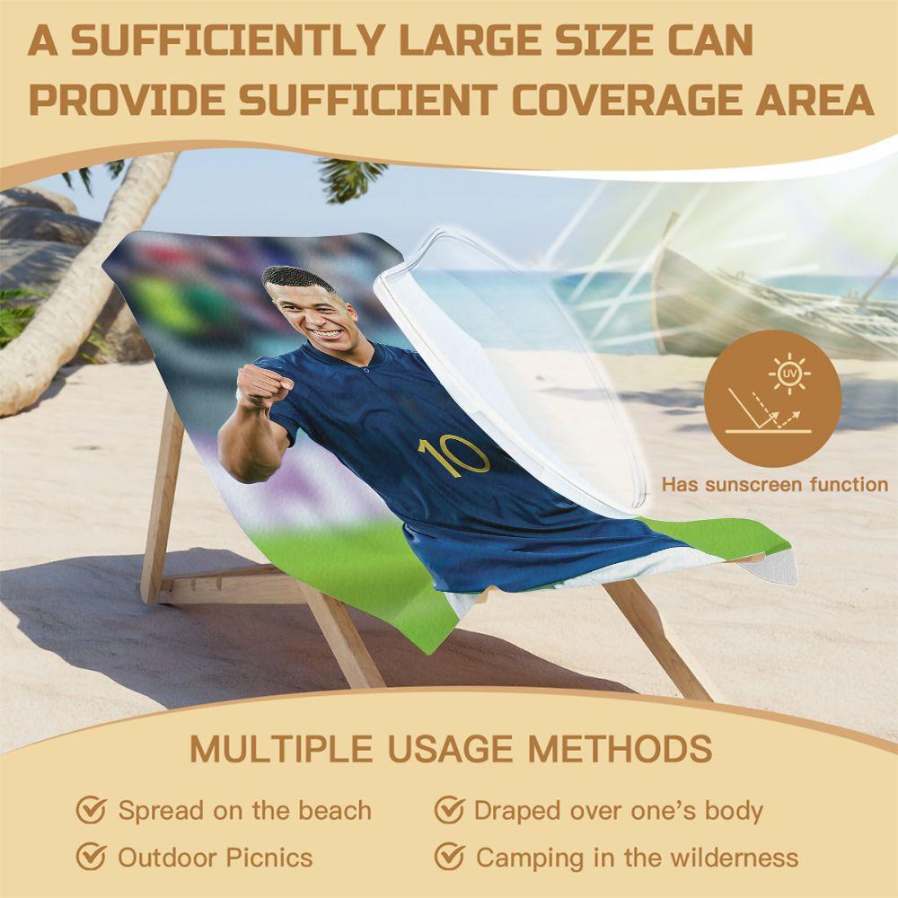 Soccer Player Celebration Print Beach Towel Bath Towel Quick Dry Digital Print for Pool Camping Travel Outdoor Use