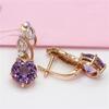 Exquisite Russian 585 Purple Gold Earrings Seiko Rose Gold Plated Purple Stone Earrings High-End Temperament Women