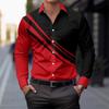 Camicia a maniche lunghe a blocchi di colore e righe da uomo, vestibilità slim, elegante e unica, per il tempo libero d'affari, top da uomo trendy e nuovo