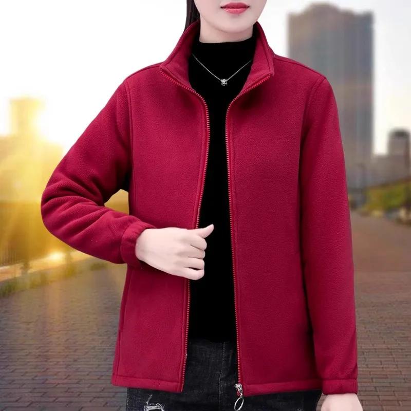 Women's Thickened Fleece Jacket Double-Sided Velvet Inner Coat Spring Autumn Winter New Style Casual Comfortable Outerwear
