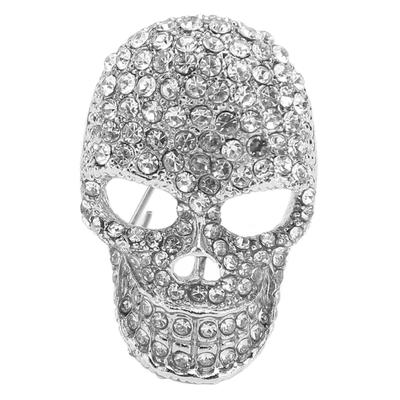 Skull Pin Brooch Sparkling Vintage Decorative Clear Rhinestone Skull Head Pin Brooch for Halloween