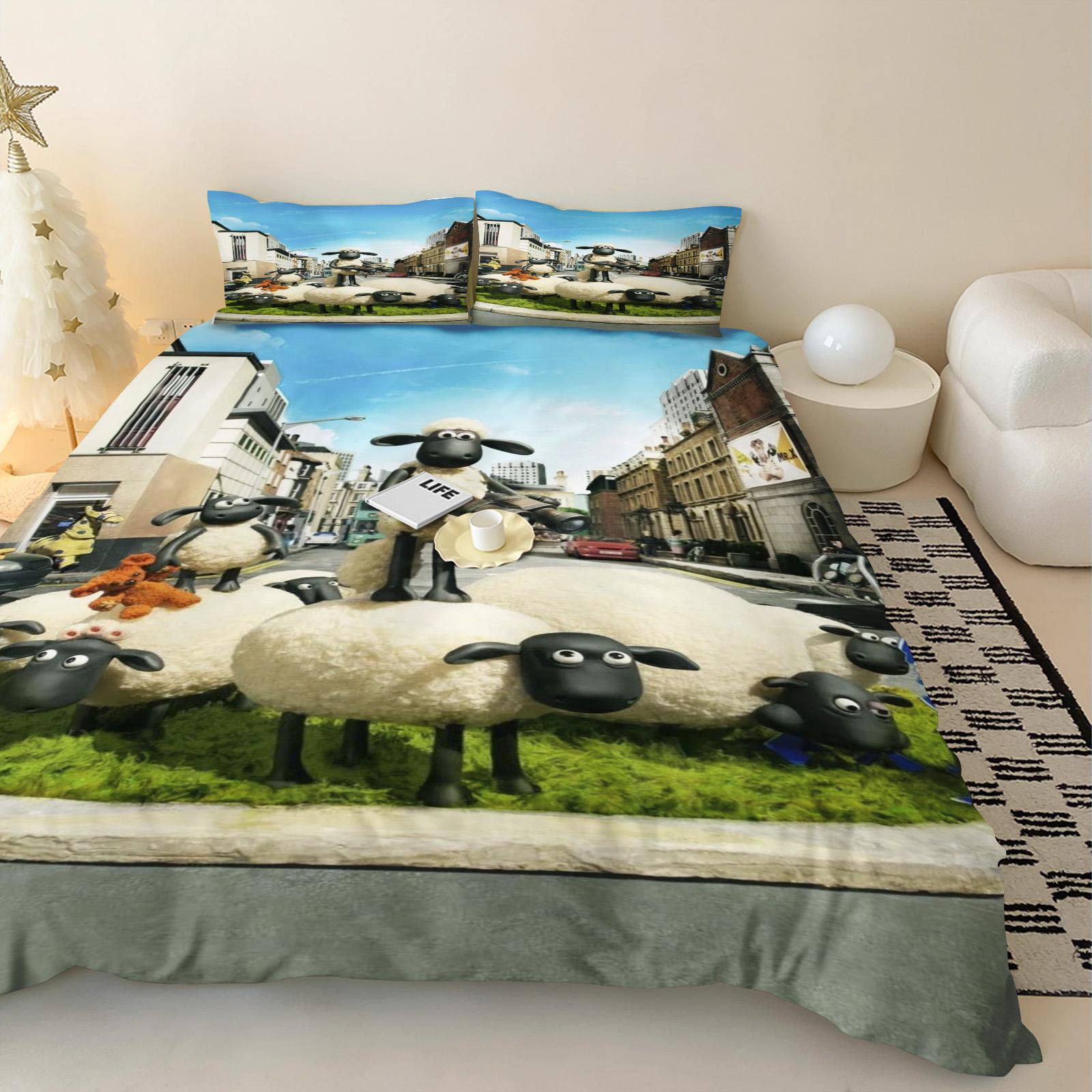 

Duvet Cover Sheep Bedroom Set 3-Piece Children s Printed Home Co-Branded Mattress Bedding Set 90X200cm