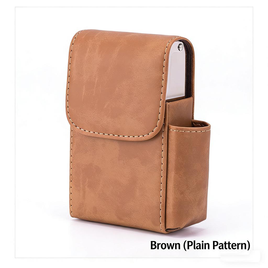 Portable PU Leather Cigarette Case Cover Gas Lighter Holder Box Waist Pocket Pack Belt Bag Smoking Accessories Gadgets for Men