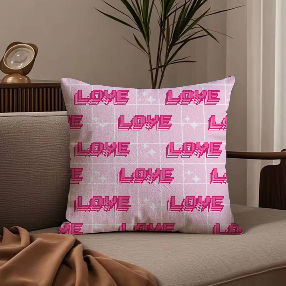 Valentine's Day Stickers X Pillow Case Anti-dustmite Pillowcase Invisible Zipper Silky Short Plush Sofa Cushion Cover