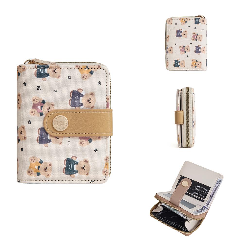 New women's short wallet women's high-end student cartoon bear pu wallet fashion zipper small wallet women