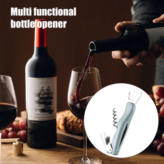 3 in 1 Wine Opener, Portable Beer Cap Lifter And Foil Cutter, Lever Corkscrew with Non Slip Handle, Stainless Steel Worm, Kitchen Bar Tool