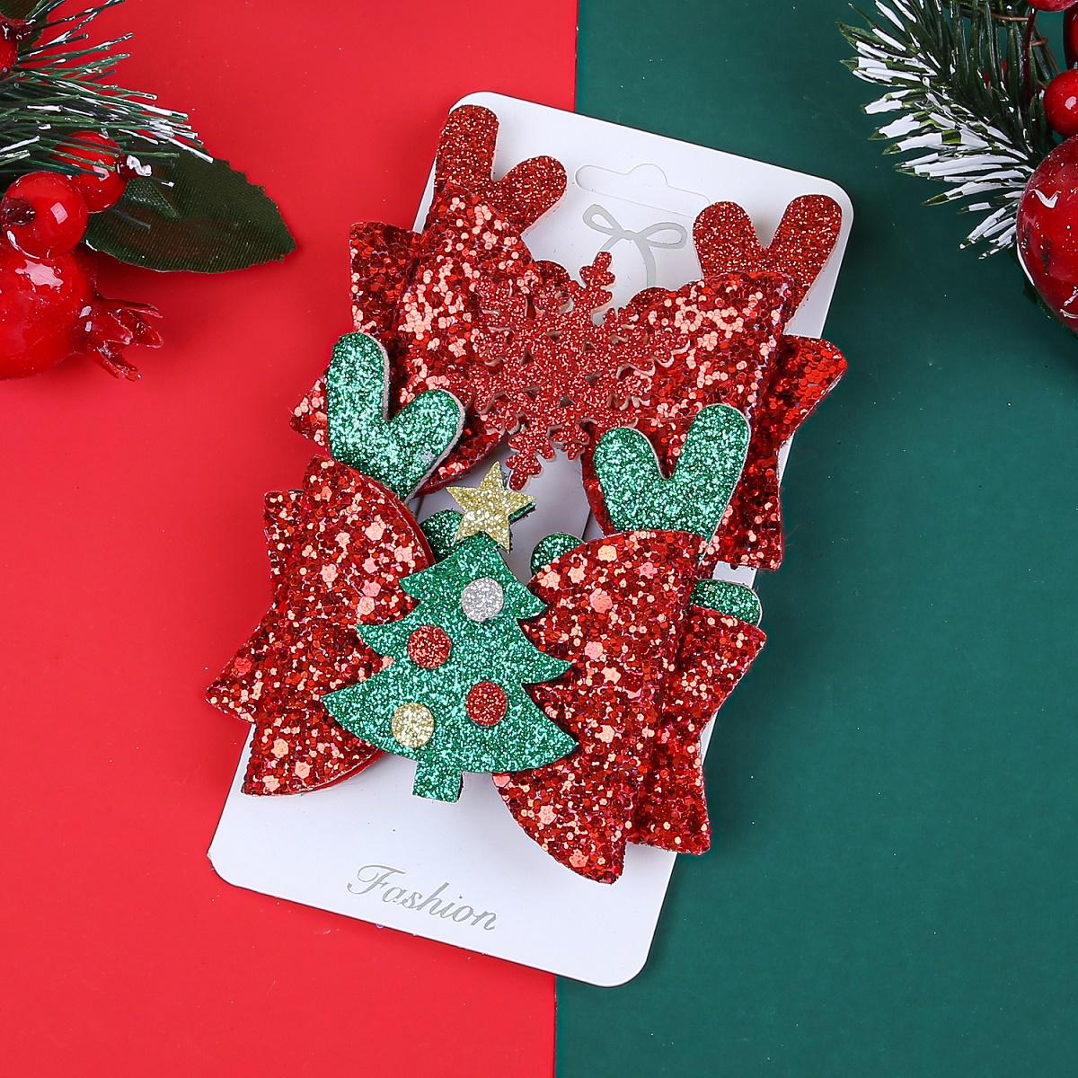 

2 шт. Милые рождественские блестящие заколки-банты для волос для девочек, заколки-зажимы с лосем и Санта-Клаусом, детские аксессуары для волос для рождественской вечеринки