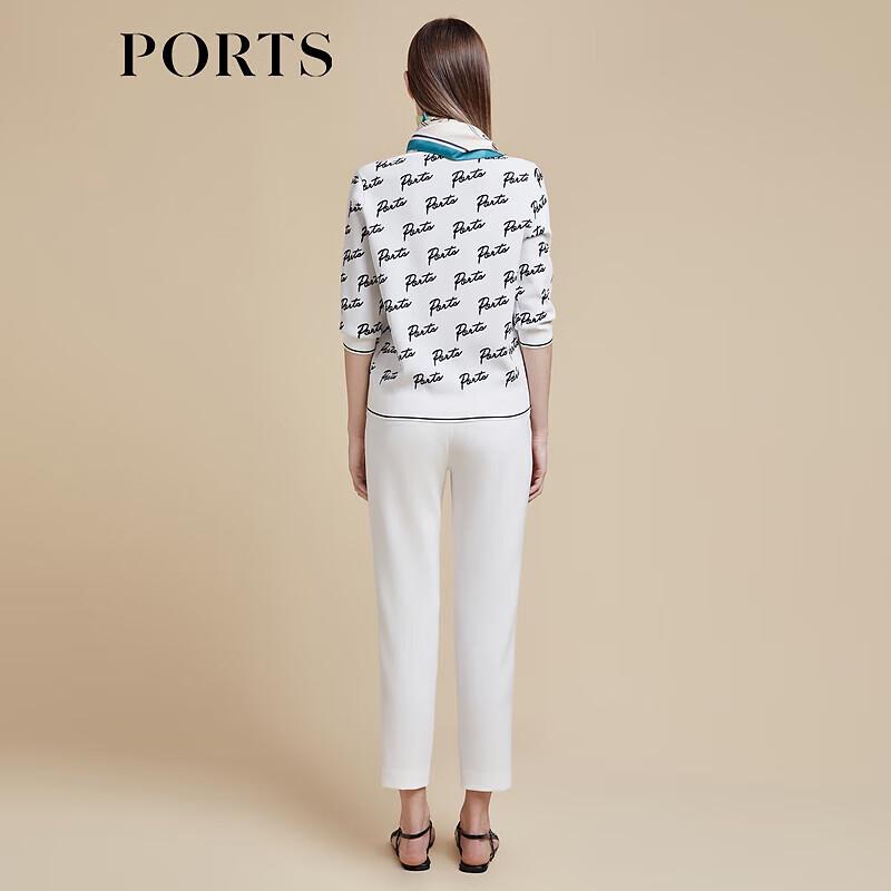 PORTS Women's Spring/Summer Color-block Logo Jacquard Knit Sweater